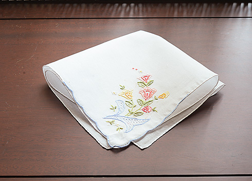 Embroidered Cotton handkerchief. Multi Colored Roses # 1104